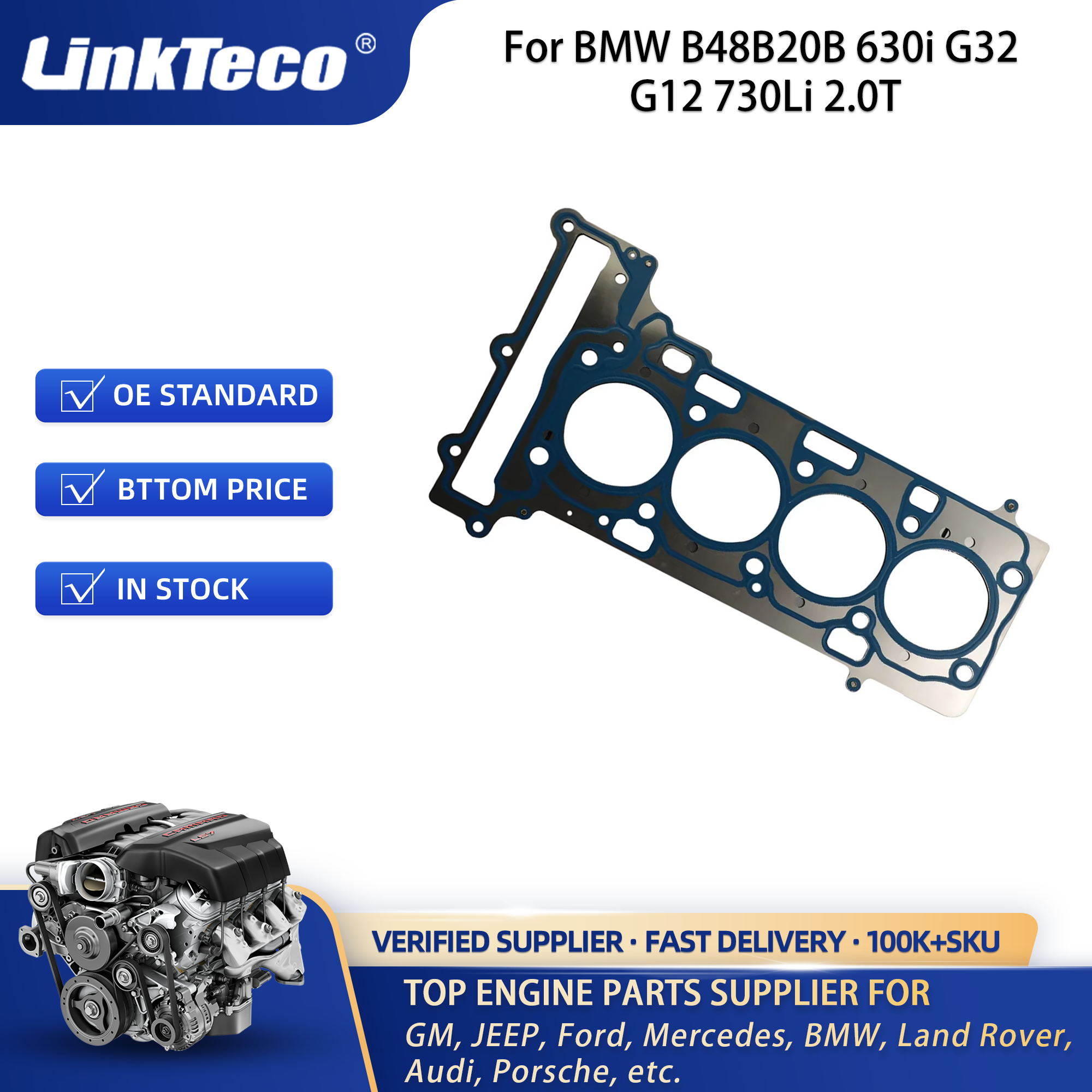 Head Gasket For BMW B48B20B 630i G32 G12 730Li 2.0T 11127934596 10248100 11115-WAA01 H85018-00 61-10166-00 HG2367 WG1910699