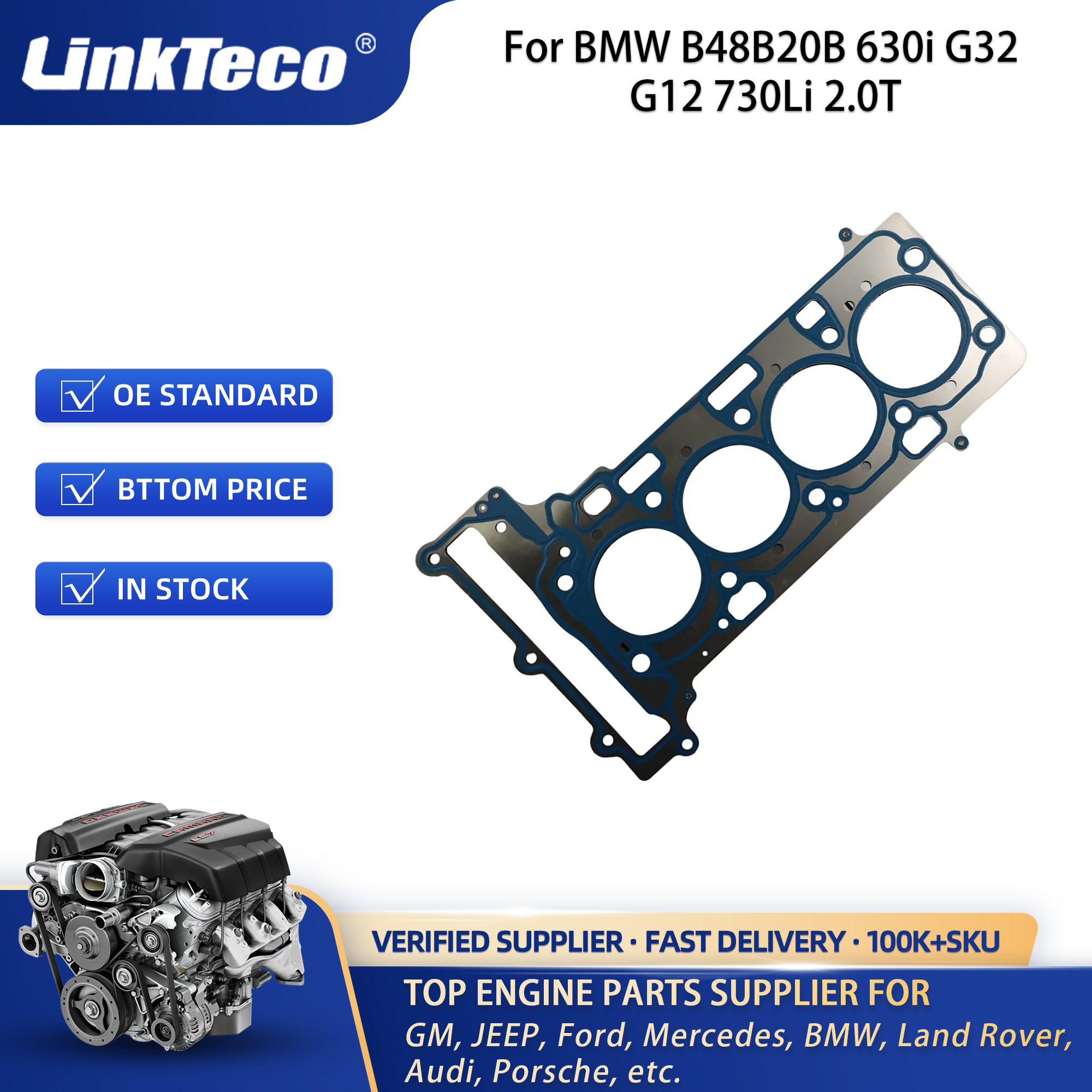 Head Gasket For BMW B48B20B 630i G32 G12 730Li 2.0T 11127934596 10248100 11115-WAA01 H85018-00 61-10166-00 HG2367 WG1910699