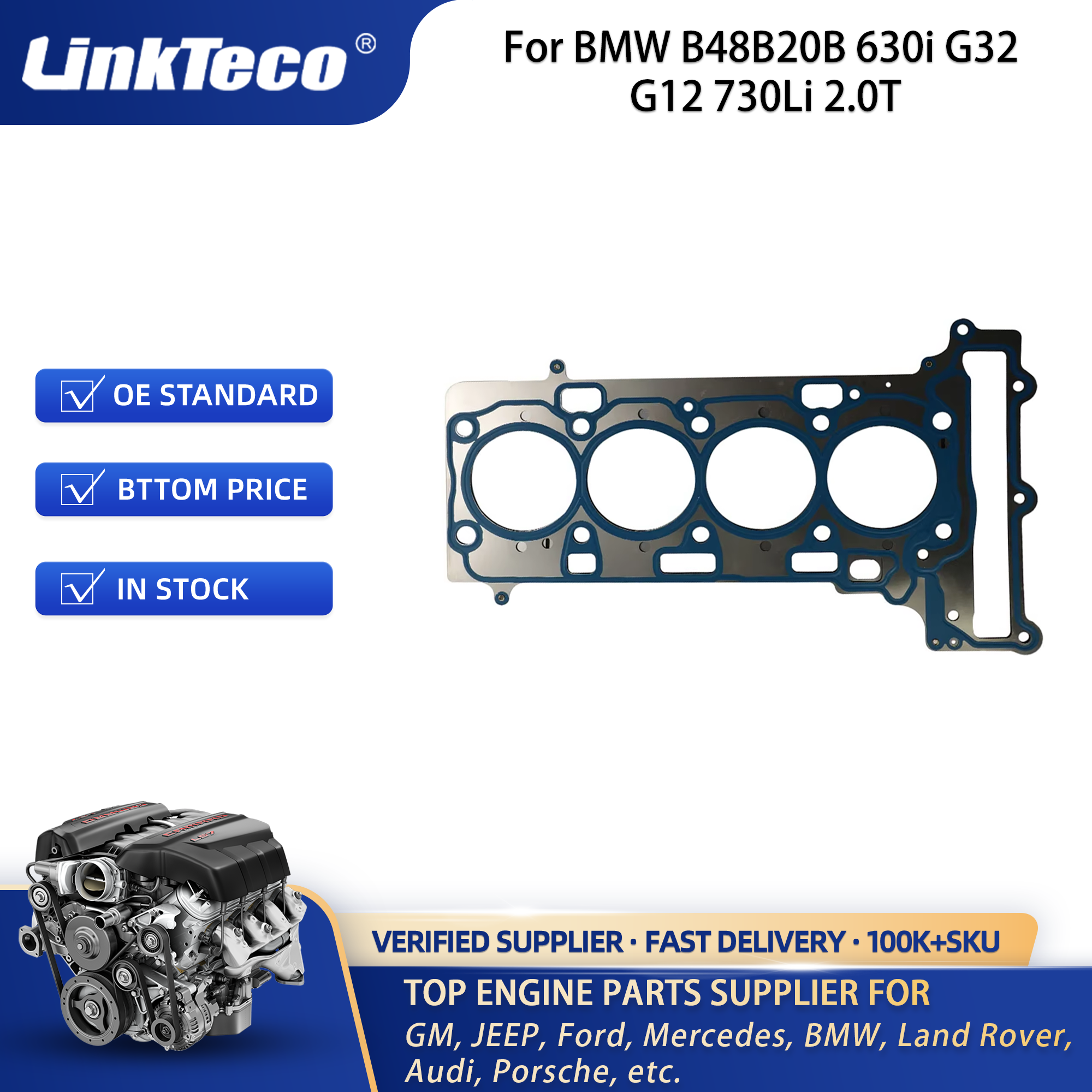 Head Gasket For BMW B48B20B 630i G32 G12 730Li 2.0T 11127934596 10248100 11115-WAA01 H85018-00 61-10166-00 HG2367 WG1910699