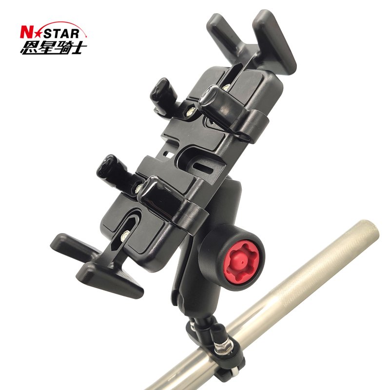 NSTAR High Quality Motorcycle Phone Holder 1inch Double Socket Clip Arm Anti-theft Knob Connecting Rod Motorbike Accessories