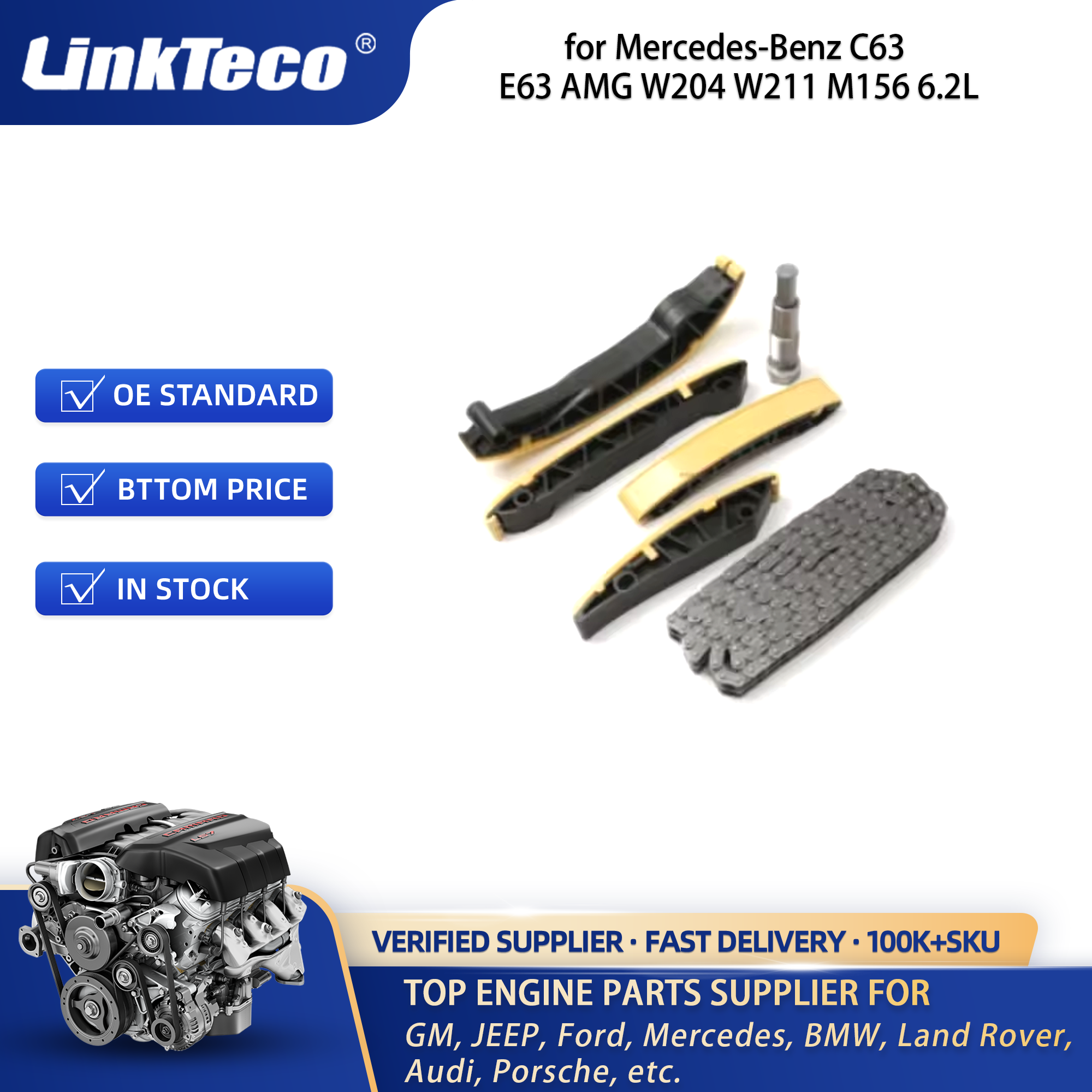 Engine Overhaul Gasket Seals Kit piston ring Valve lifter timing kit Crankshaft For Mercedes-Benz C63 E63 AMG W204 W211 M156