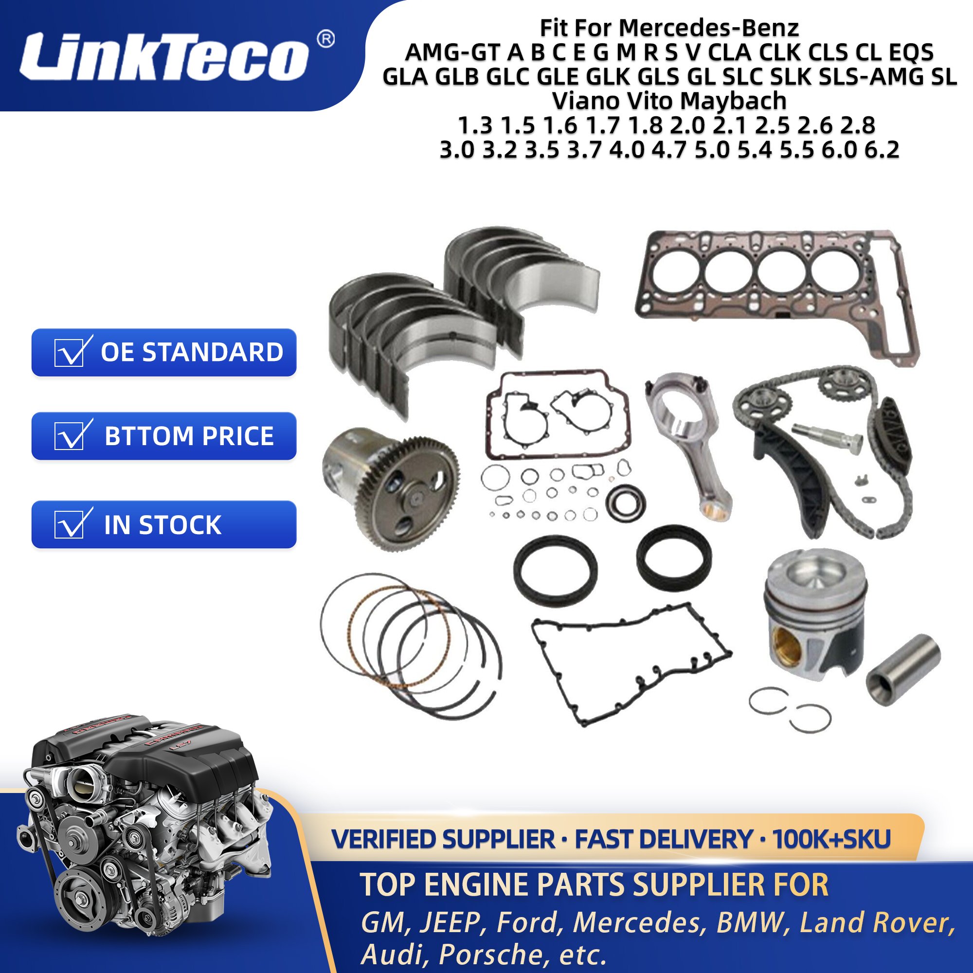 Linkteco Cylinder Head Gaskets For MERCEDES BENZ AMG-GT CLA CL CLK CLS EQS GLA GLB GLC GLE GLK GLS GL SLS-AMG Viano Vito Maybach