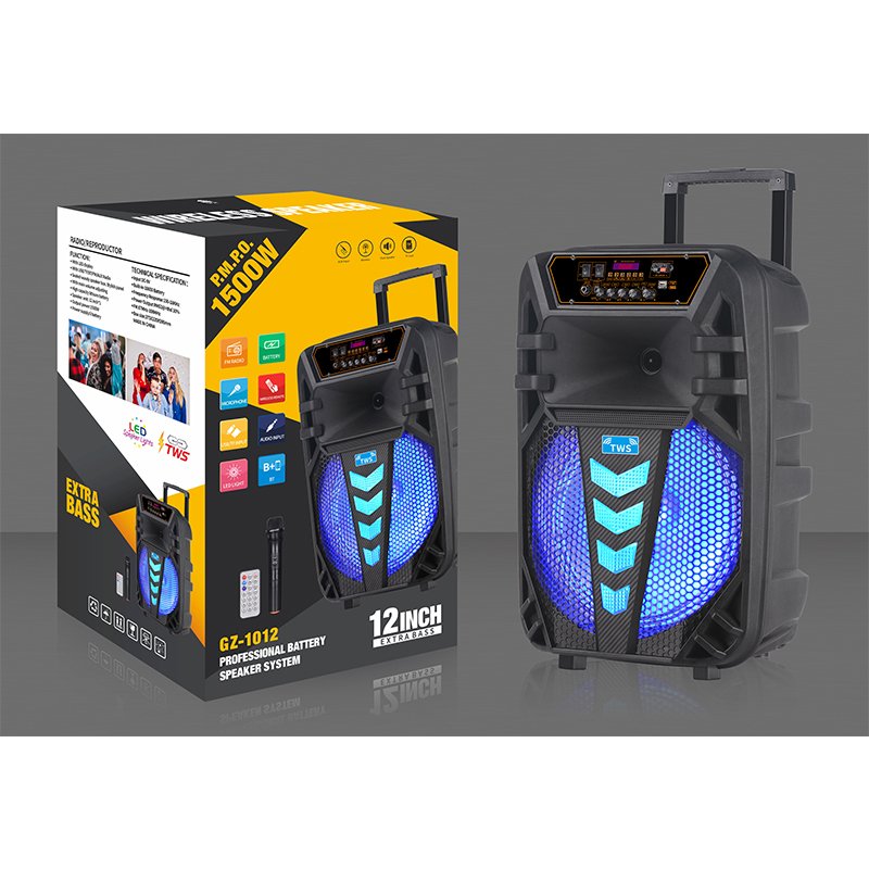 NDR- W1012-inch square dance audio with KARAOKE WIRELESS pull rod mobile outdoor portable high-power TWS speaker