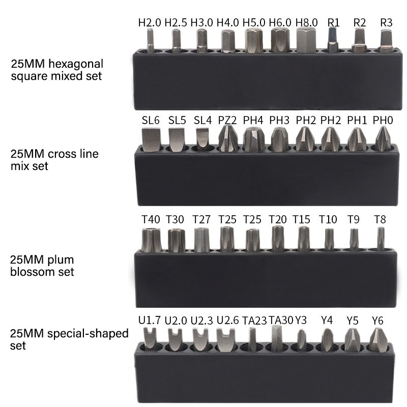 JM25mm screwdriver head set with 33 pieces of cross U-shaped plum blossom hexagonal connecting rod assembly