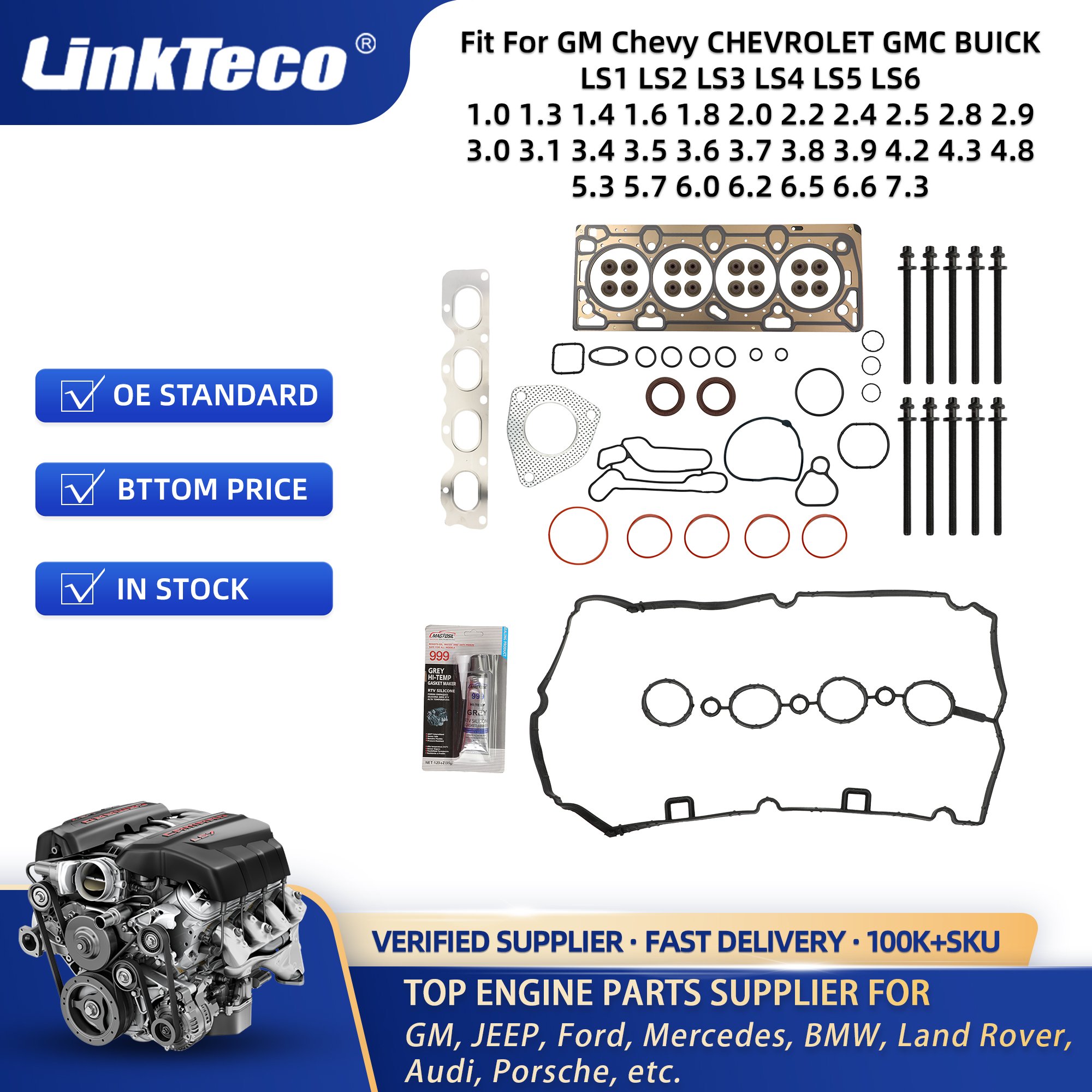 Linkteco OEM Quality Car Engine Parts Overhaul full Gasket Head Gasket Kit Set For GM Chevy CHEVROLET GMC BUICK Cadillac Ecotec