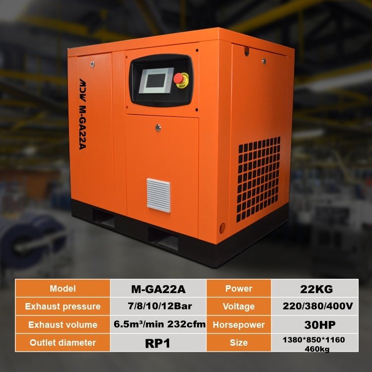 Assembling Sealing and Molding Parts Area Use Fixed Speed Oil-less 22KW/30HP Screw Air Compressor Air Flow 6.5m³/min(232.14cfm)