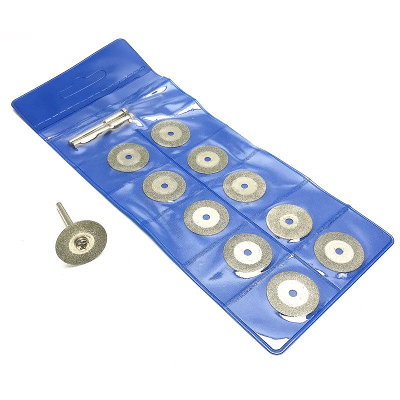 10PCS 25mm Emery Diamond Cutting Discs 2 Mandrel for Electric mill Emery Ceramic Glass Jade Electric Grinding Saw Blades