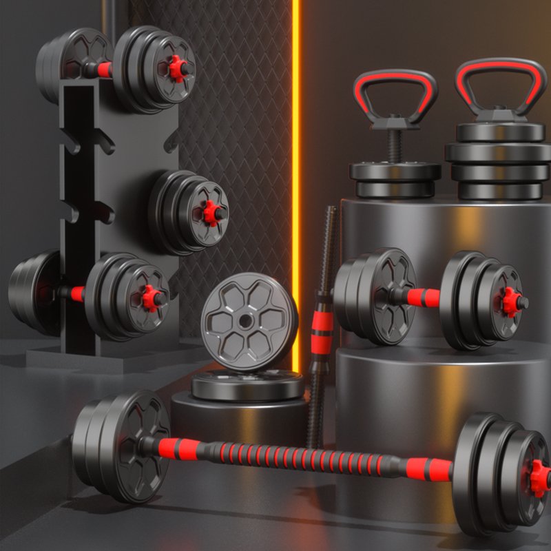 4 in 1 Men's Adjustable Dumbbell Set Barbell Dumbbell Weights Set with Connecting Rod Weight Training Kit for Home
