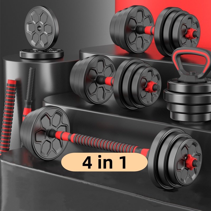 4 in 1 Men's Adjustable Dumbbell Set Barbell Dumbbell Weights Set with Connecting Rod Weight Training Kit for Home