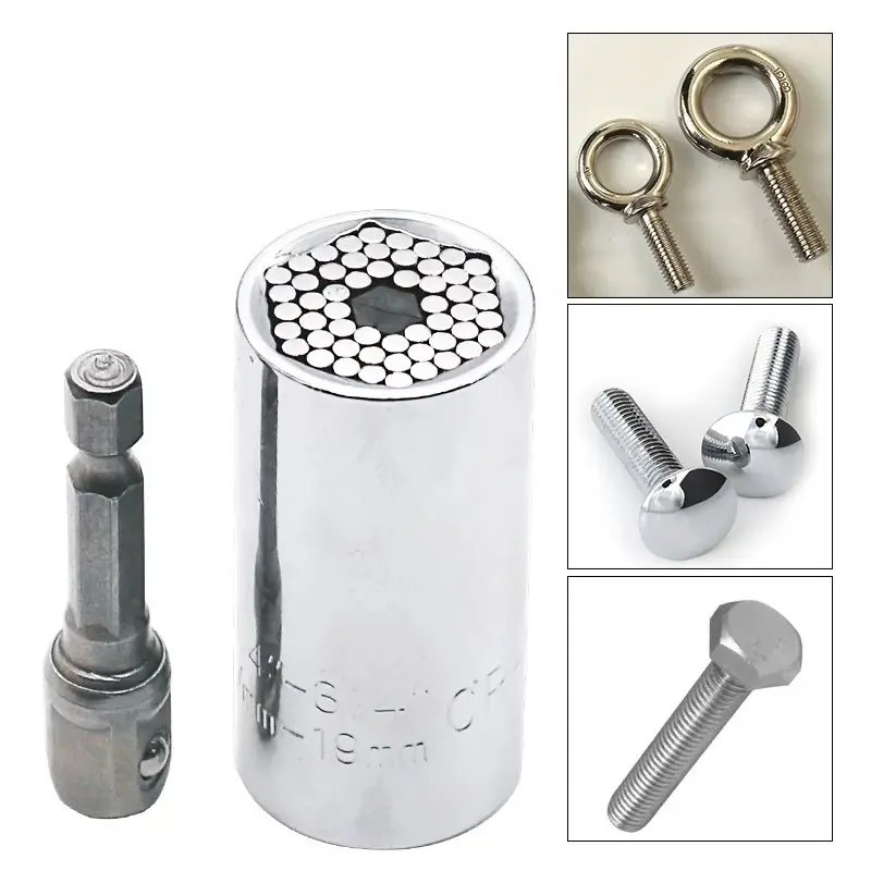 Universal Socket Wrench Head Set Sleeve Gadget 7-19mm Power Drill Adapter Spanner Key Nut Magic Grip Multi Hand Tools Multitool