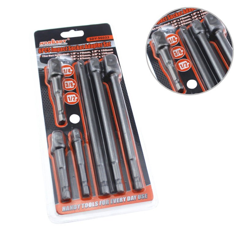 6 PCS Impact Socket Adapter Set Extension Bar Connecting Rod Fittings of Machine Hardware Tools Home Use