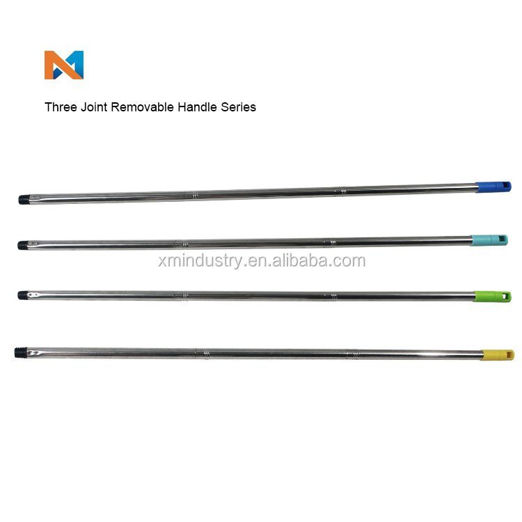 3 section connect stainless steel mop handle extension telescopic broom rod