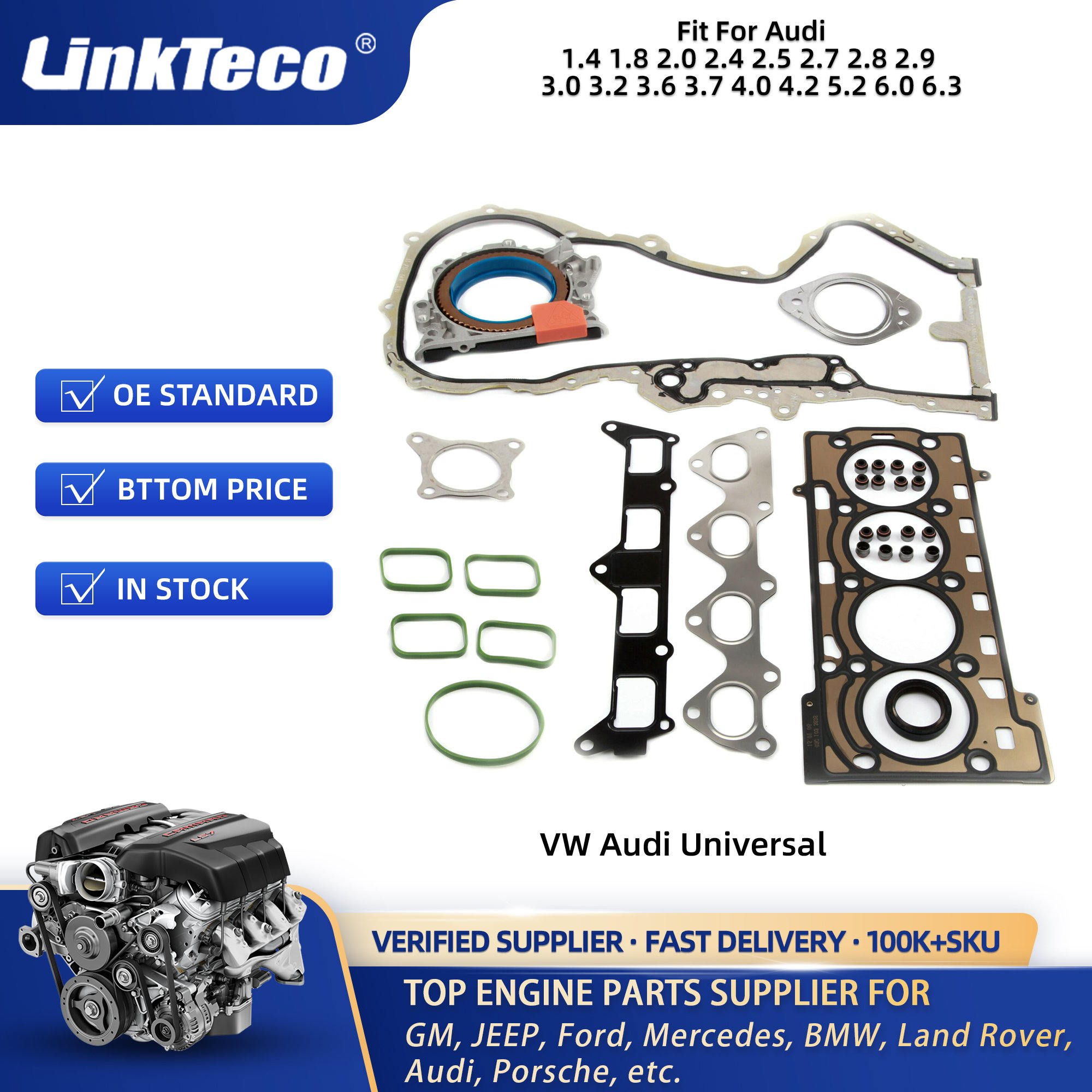 Linkteco Engine Cylinder Head Gaskets Kit Set for VW Audi Golf Quattro Passat Porsche EA839 EA837 EA111 EA888 EA113 EA211 EA220