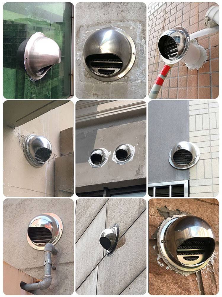Stainless steel fan outer wall outlet air outlet exhaust mouth hood hood exhaust pipe rain hat -proof cover 110