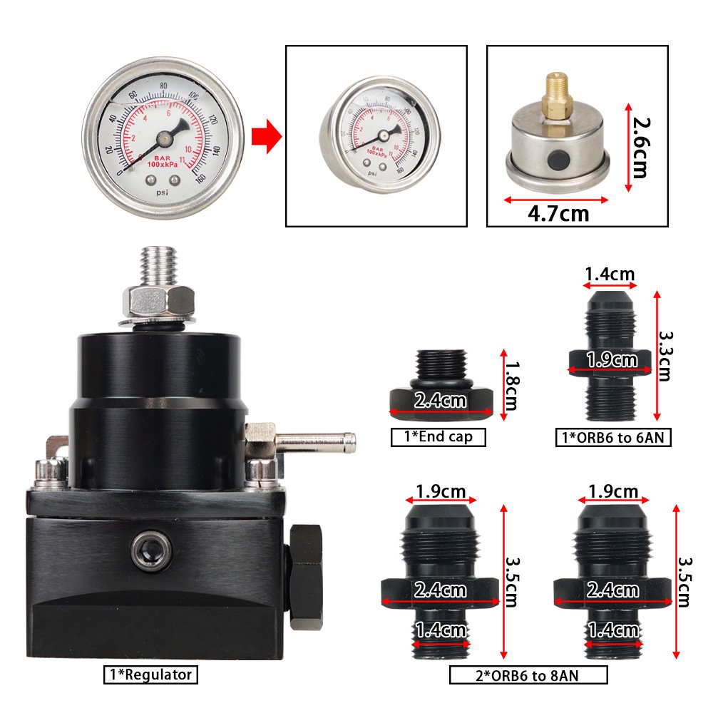 AN8 fuel pressure regulator universal fuel booster oil pressure strap connector oil Pressure Gauges Product