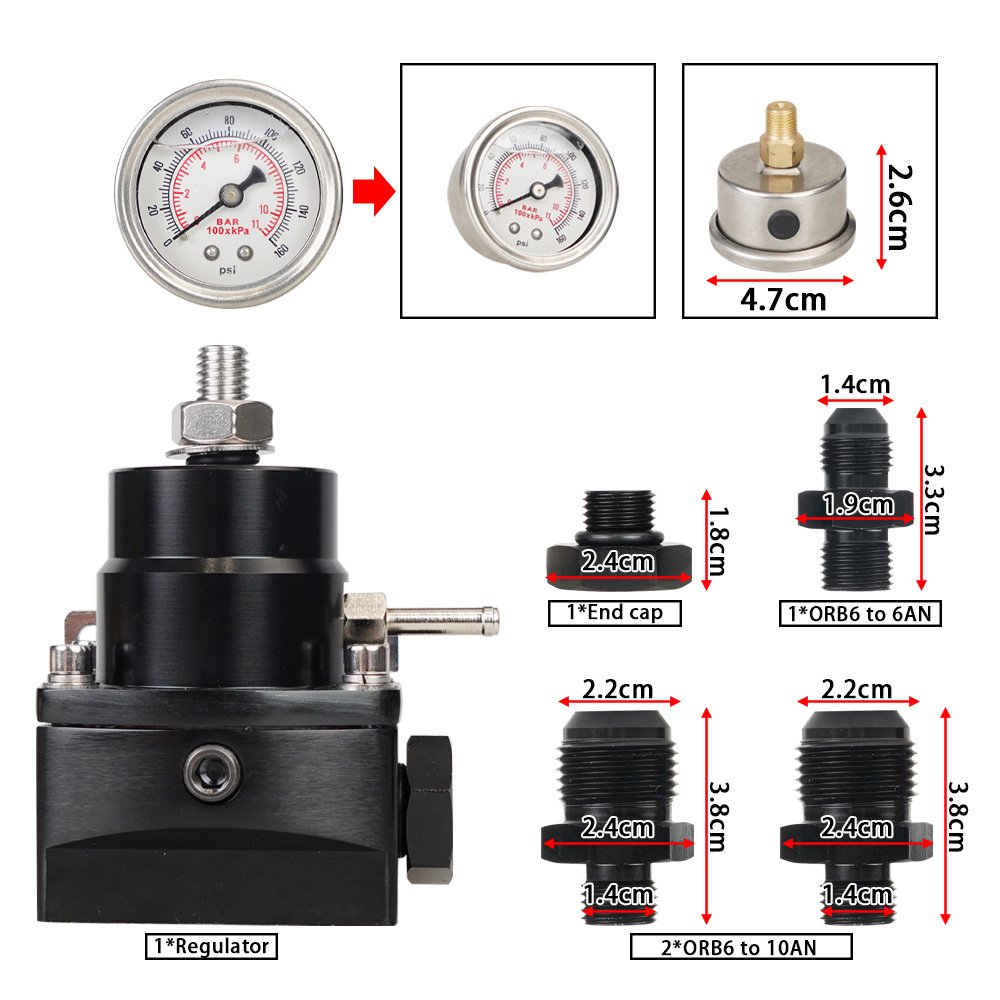 AN8 fuel pressure regulator universal fuel booster oil pressure strap connector oil Pressure Gauges Product