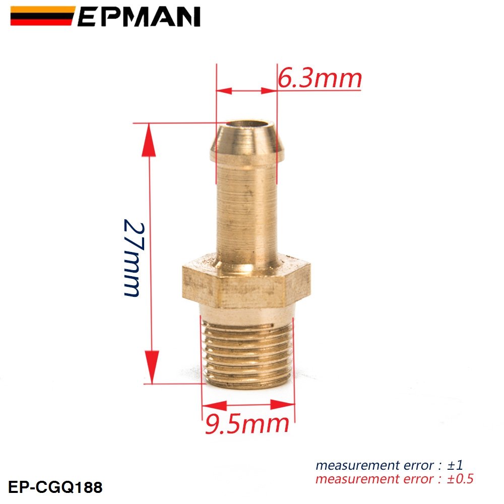 EPMAN Brass 1/8" Hose Barb Nipple Finish Fittings For 5-6mm Push On Turbo Hose Pipe Fitting Adapter EP-CGQ188