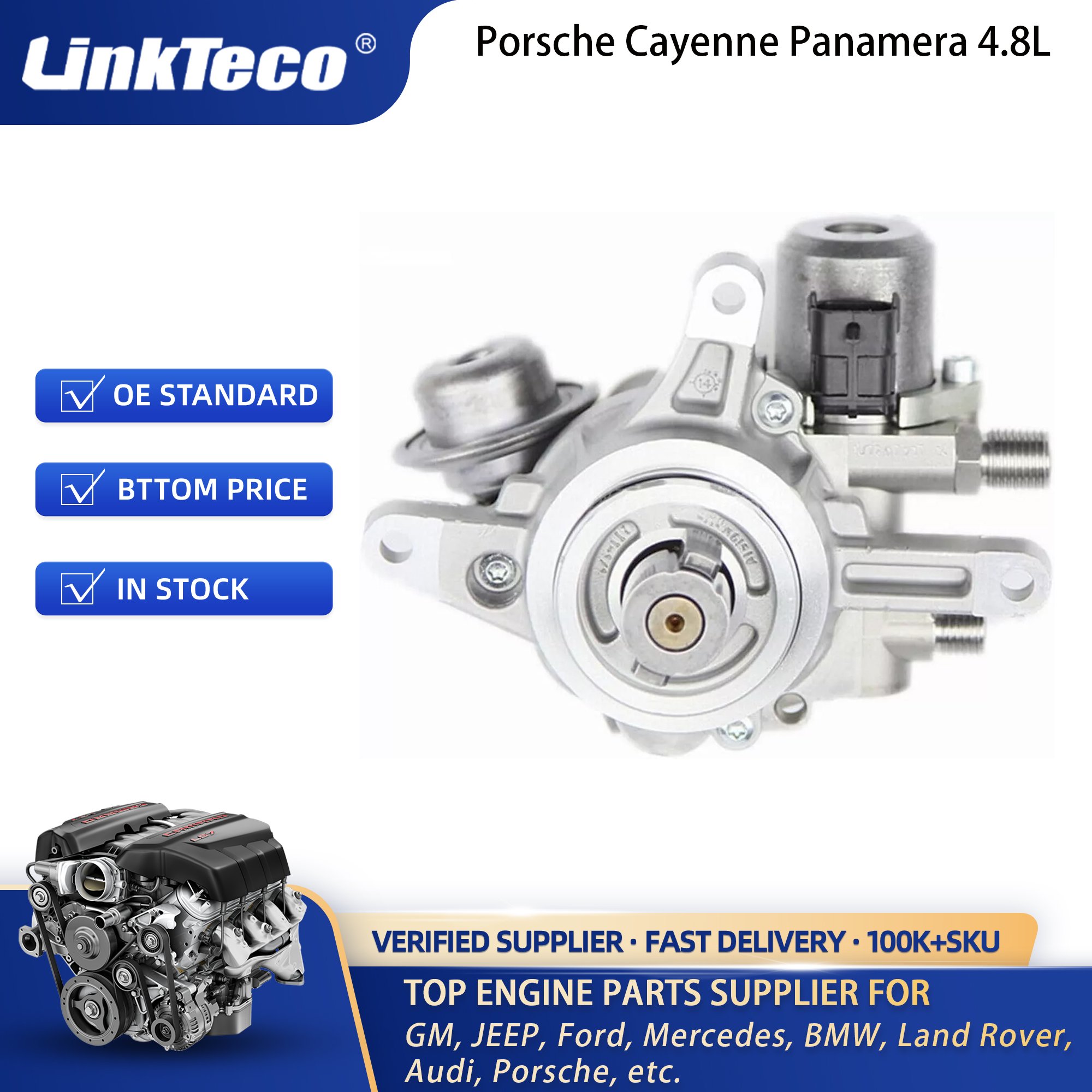 Linkteco High Pressure Fuel Pump For Porsche Cayenne Panamera 4.8L 2008-2012 948110316HX 948110315GX 95511031600 95511031601