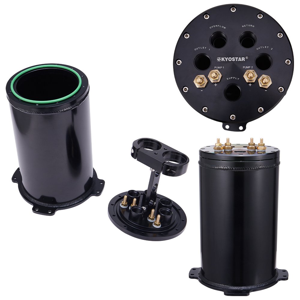 2.8 L Fuel Surge Tank For Twin 40 mm Fuel Pumps 8AN O-Ring Ports