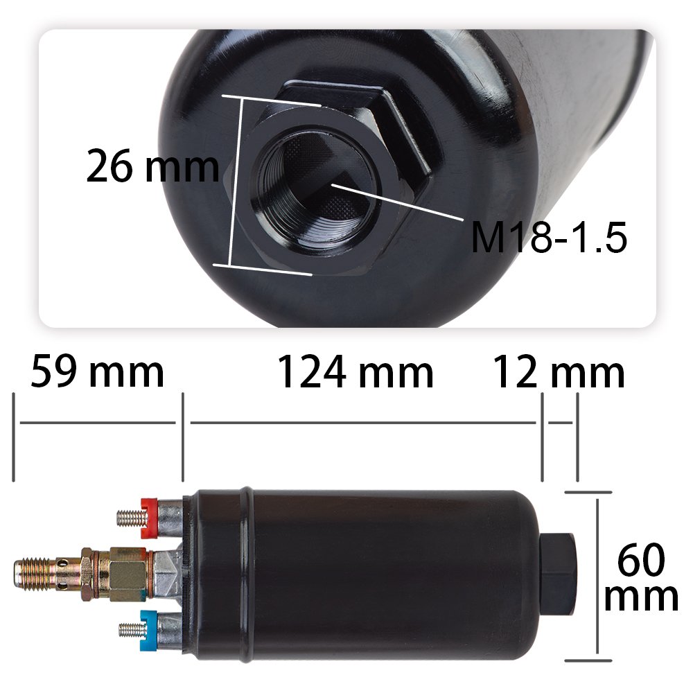 Great Quality EFI 330LPH External Fuel Pump 0580254044 high performance E85 Ethanol Compatible