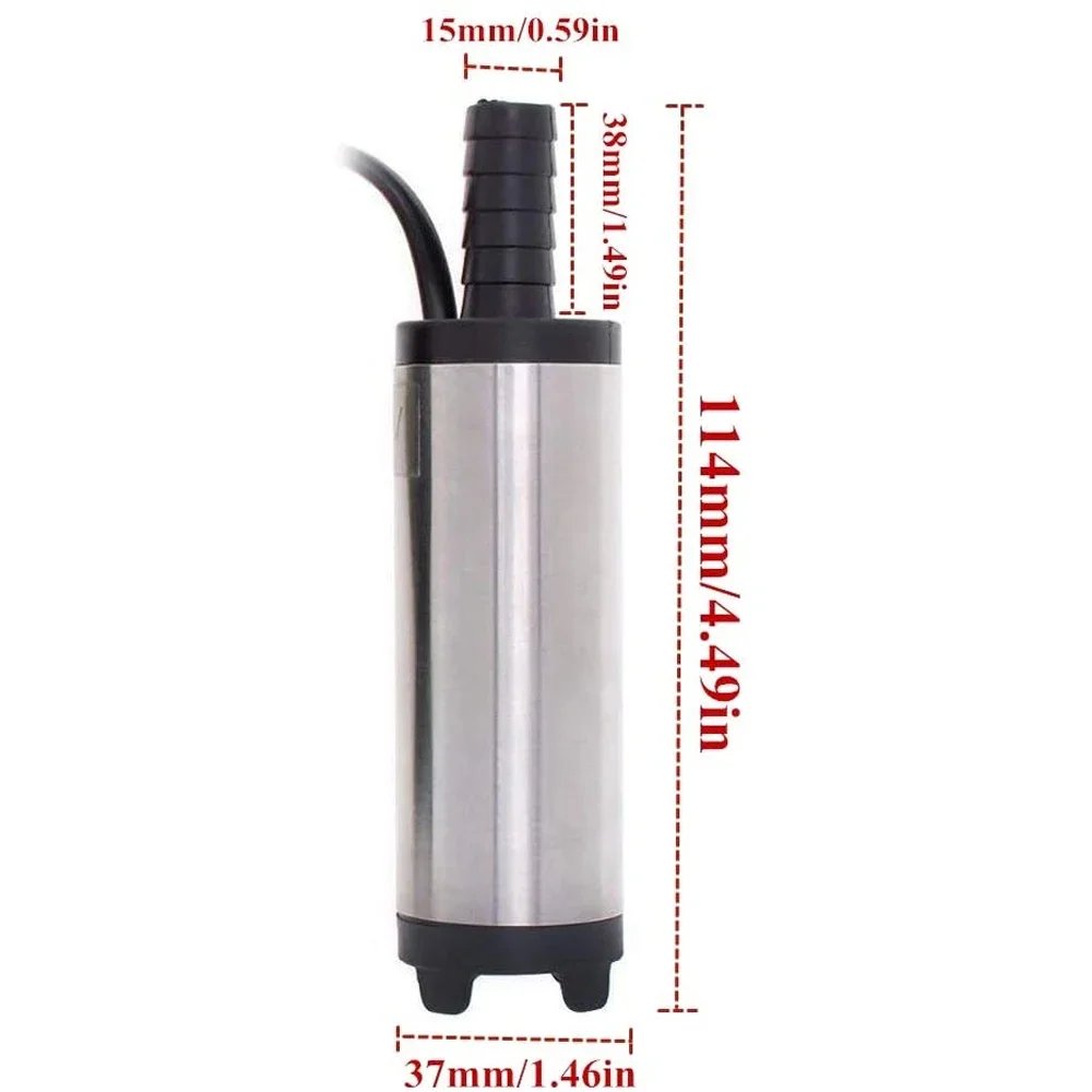 12V/24V 38mm Electric Pump Fuel Pump Submersible Pump Oil Pump Pumping Machine 12L/min Water Oil Fuel Transfer Pump