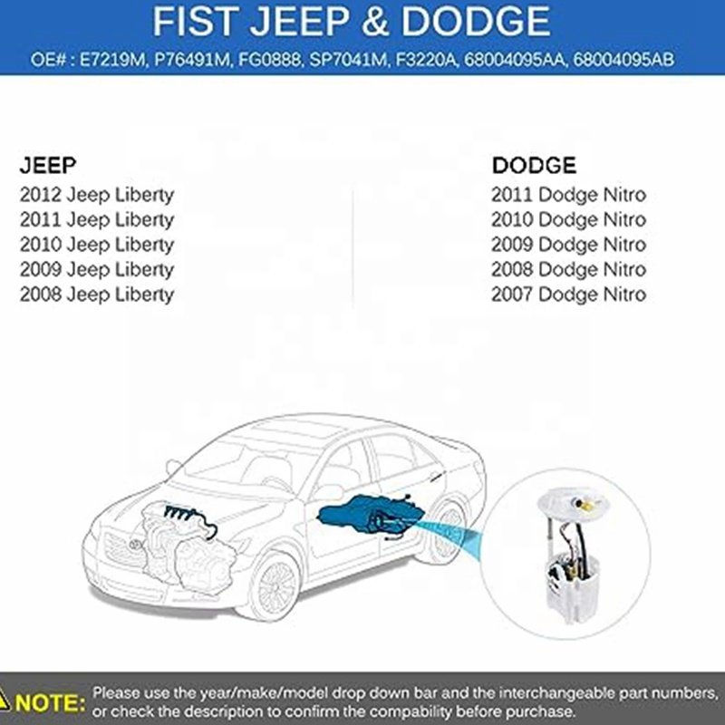 Auto Parts Fuel Pump Assembly For Dodge Nitro Jeep Liberty E7219M E7237M electric fuel pump