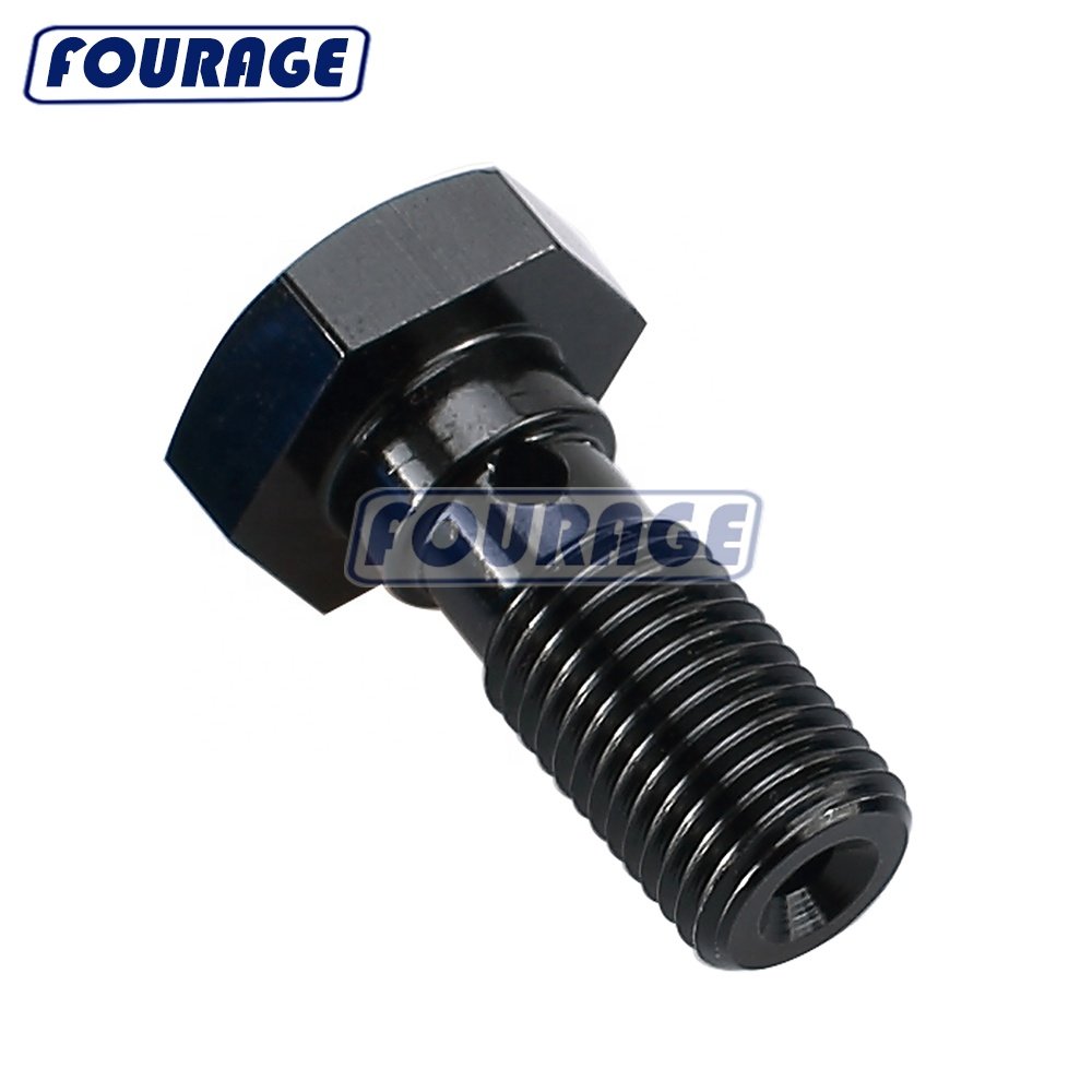 Fourage Aluminum Single Eye Banjo Bolt Metric Thread 19mm to 33.2mm Long Oil Fuel Pump Fitting