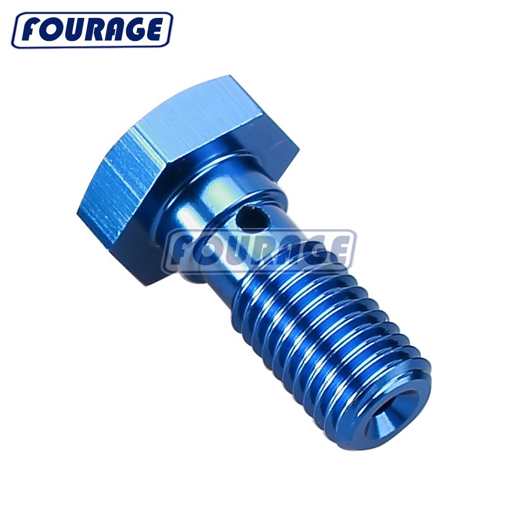 Fourage Aluminum Single Eye Banjo Bolt Metric Thread 19mm to 33.2mm Long Oil Fuel Pump Fitting