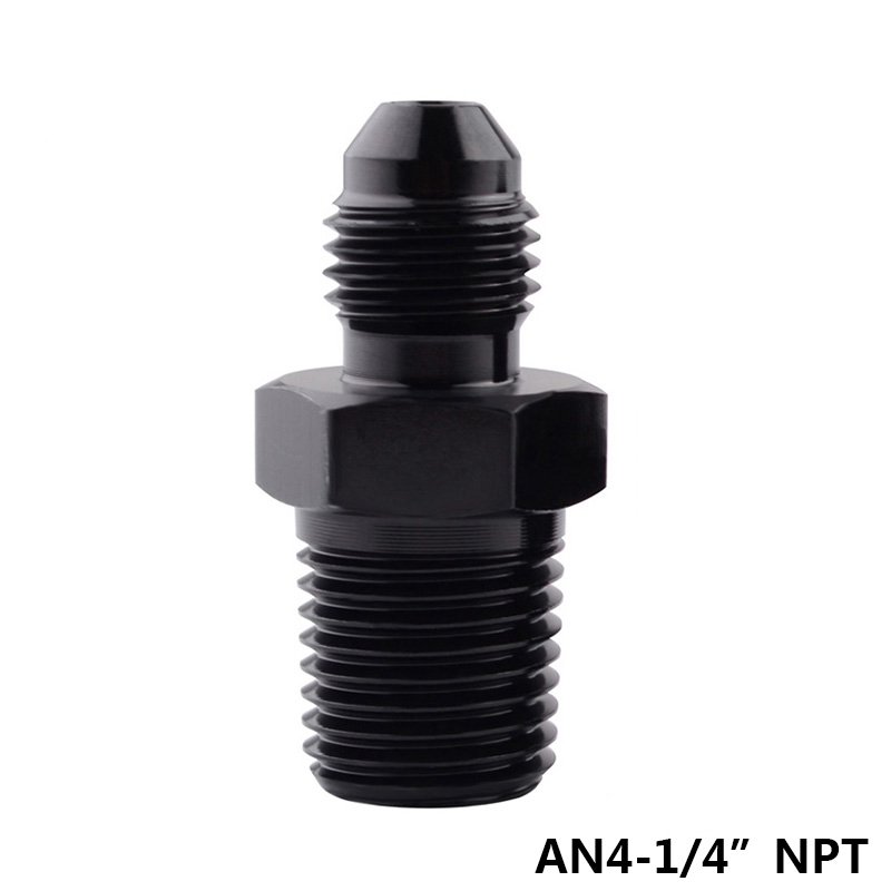 Black Aluminum AN4 4AN to 1/4 NPT Male Fitting Adapter