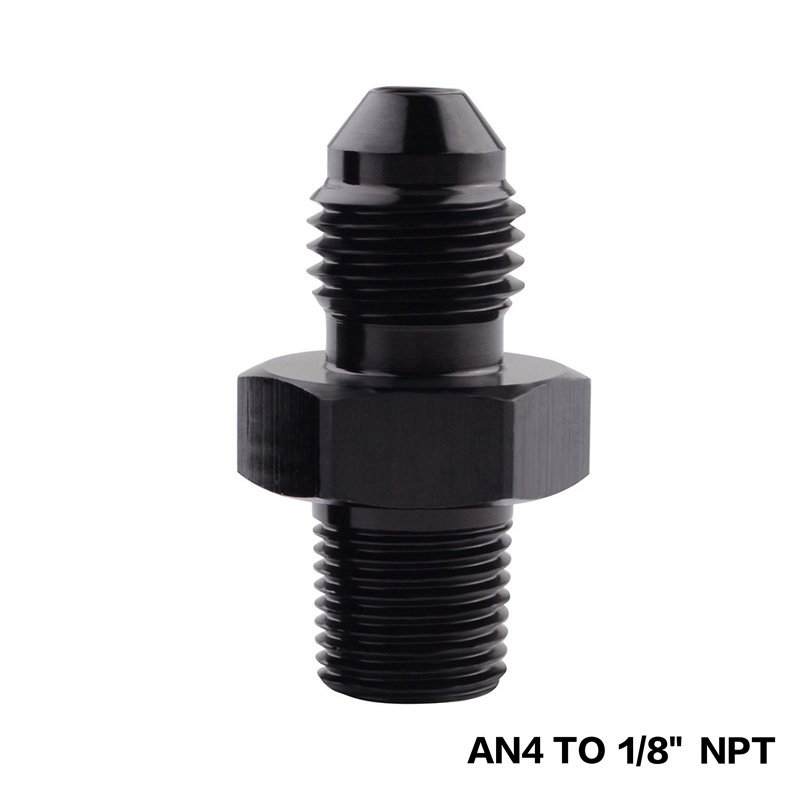 Black Aluminum AN4 4AN to 1/4 NPT Male Fitting Adapter