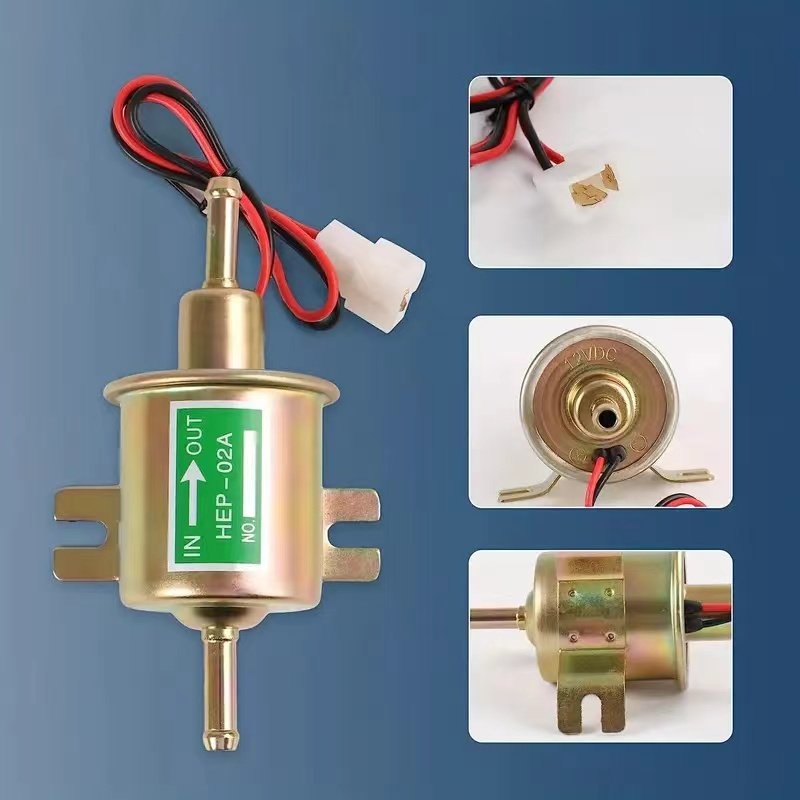 12V HEP-02A Electric Fuel Pump Golden Gas Diesel Fuel Pump Inline Low Pressure for car Motorcycle