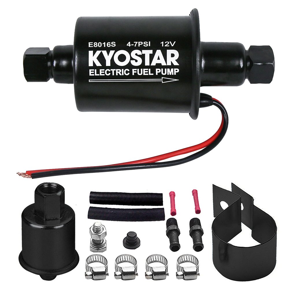 kyostar Universal Micro External Electric Fuel Pump Inline Low Pressure Pump E8012S 12V for Cars