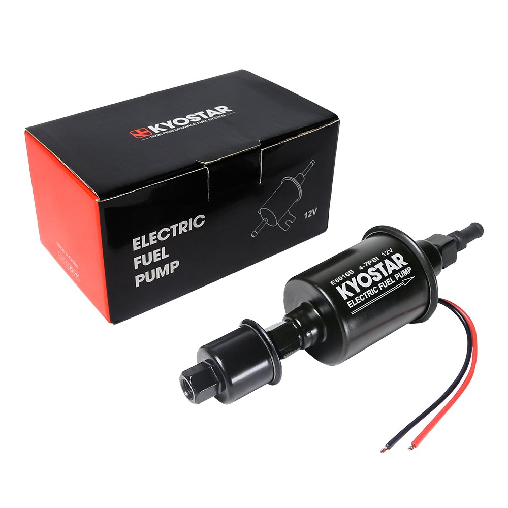kyostar Universal Micro External Electric Fuel Pump Inline Low Pressure Pump E8012S 12V for Cars