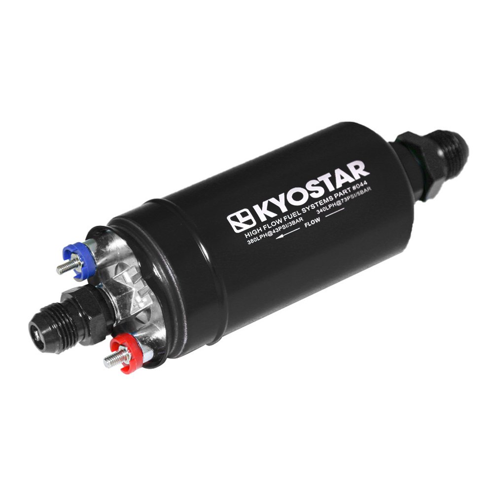 KYOSTAR EFI 380LPH 044 Style E85 Compatible Fuel Pump Inline External Electric High Pressure Fuel Pump w/ Mounting Bracket Kit