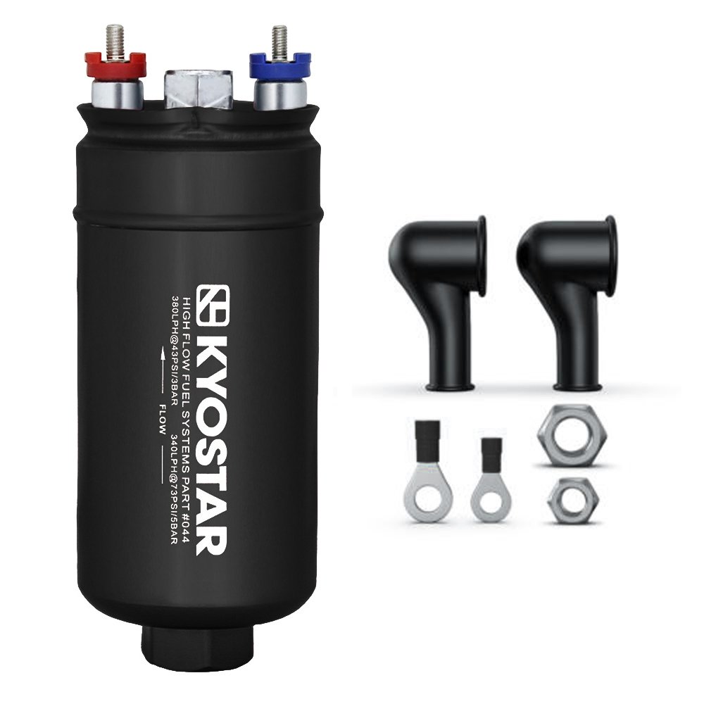 KYOSTAR EFI 380LPH 044 Style E85 Compatible Fuel Pump Inline External Electric High Pressure Fuel Pump w/ Mounting Bracket Kit