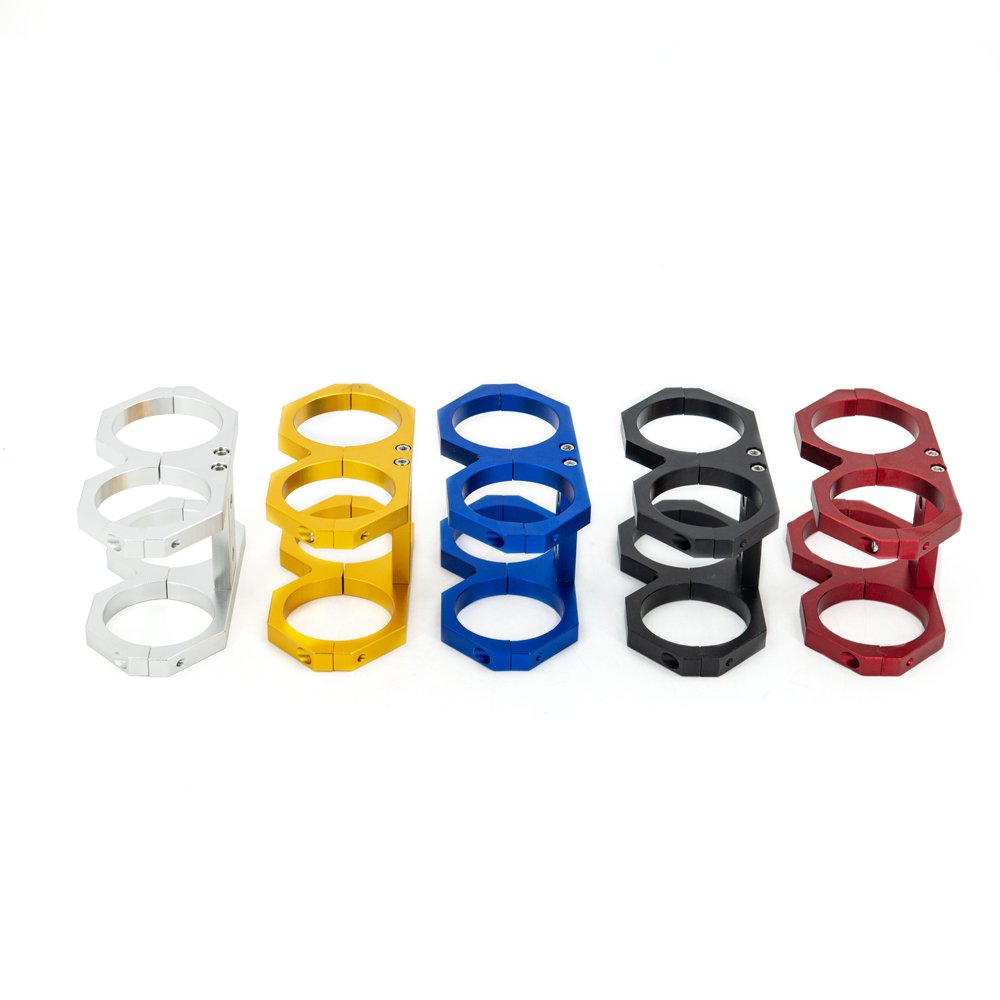60mm Twin Dual Double Aluminum 044 Fuel Pump Mounting Bracket Clamp cradle Fuel Pump Support