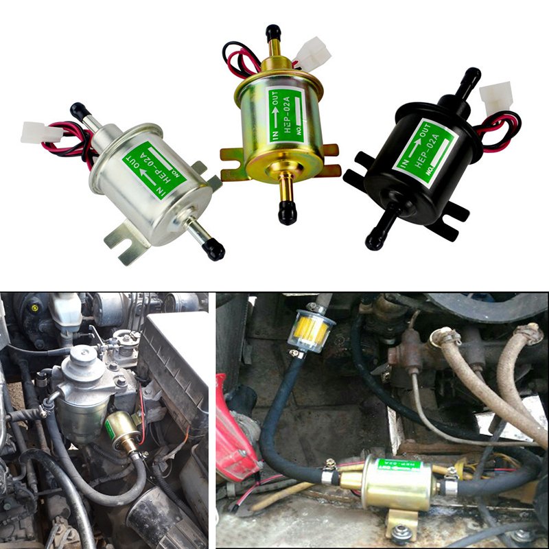 12V Fuel Pump HEP02A Universal 2.5-4 PSI Gas Diesel Oil Pump for Most Carburetor Equipped Cars, Van, Light trucks