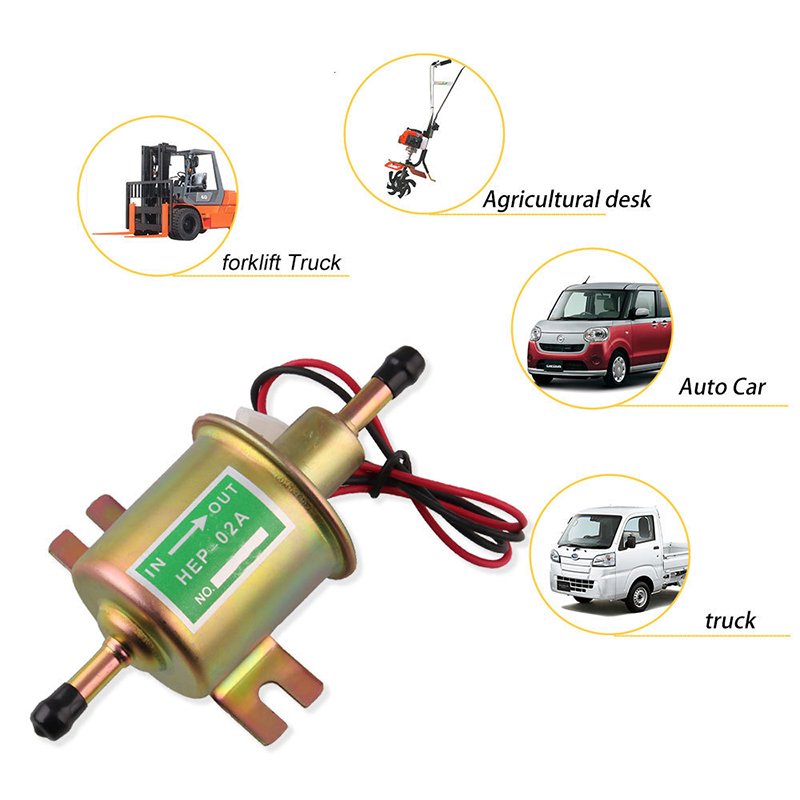 12V Fuel Pump HEP02A Universal 2.5-4 PSI Gas Diesel Oil Pump for Most Carburetor Equipped Cars, Van, Light trucks