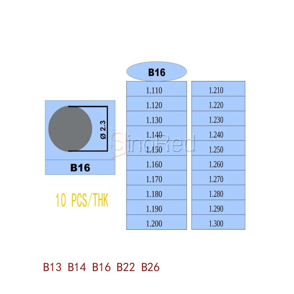 Berserk B13 B14 B16 B22 B26 Full set of Adjusting Shim For BOSCH 120 Series 600 PCS