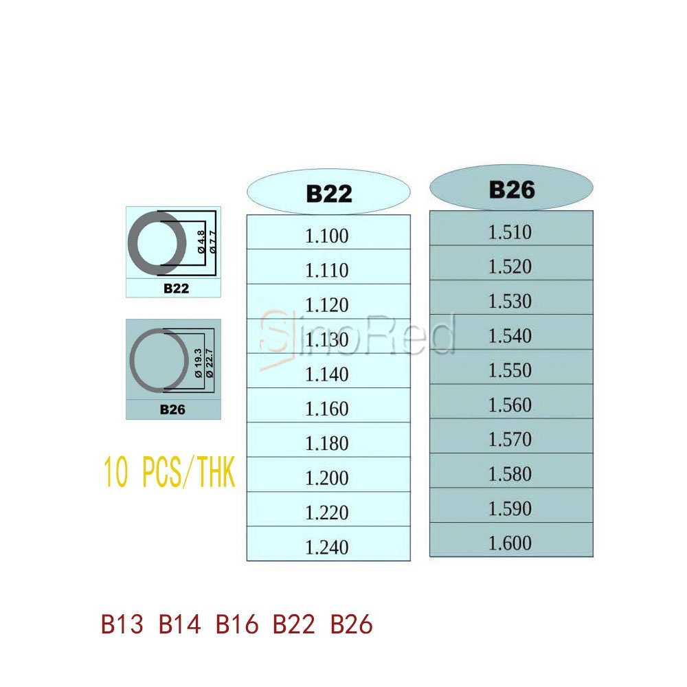 Berserk B13 B14 B16 B22 B26 Full set of Adjusting Shim For BOSCH 120 Series 600 PCS