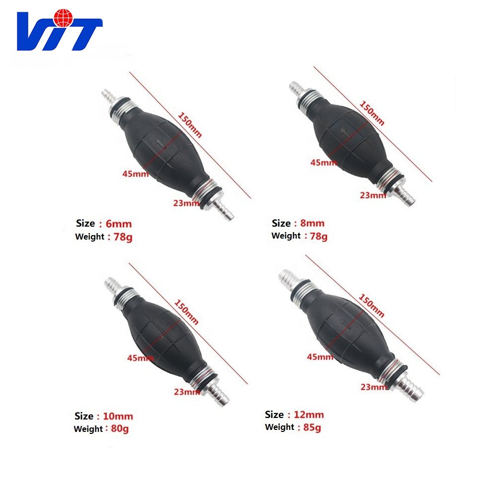 VIT 6mm 8 mm 10mm 12mm rubber hand fuel pumps bulb with straight endings aluminium safety valves for All Fuels Car Boat Mar
