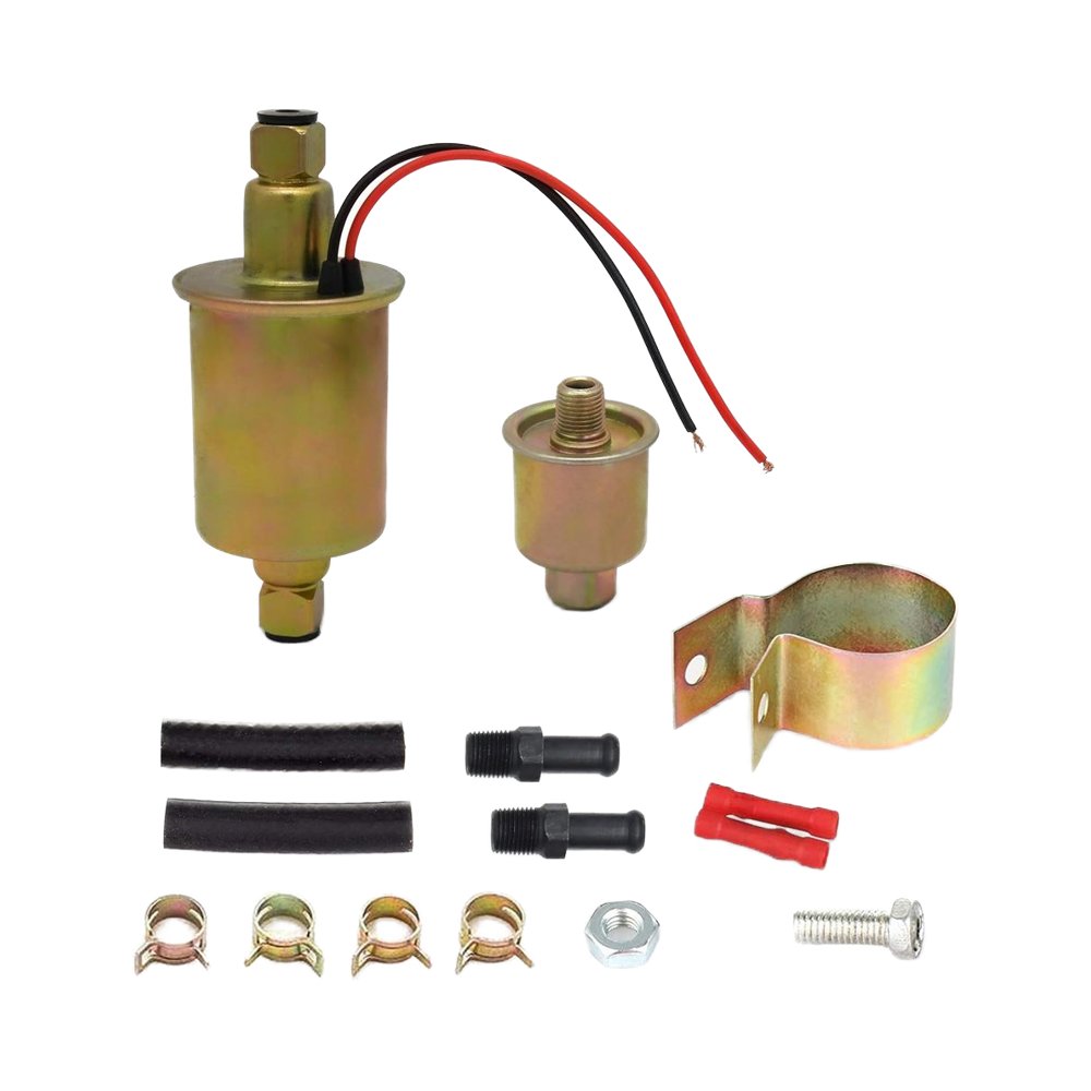 Universal Electric Fuel Pump Low Pressure 5-9 PSI 12V w/Installation Kit For Gas Diesel Inline HEP-02A E8012S E8016S