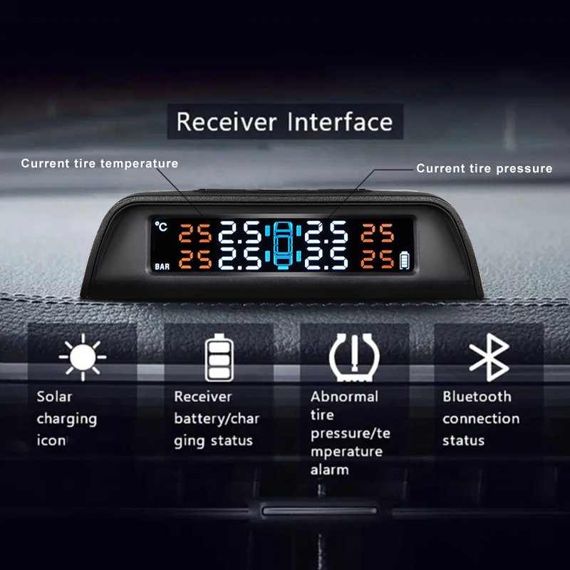 Hot selling TPMS Monitor Display Smart TPMS Receiver Charging HD Digital LCD Display Auto Alarms Wireless Internal Sensors