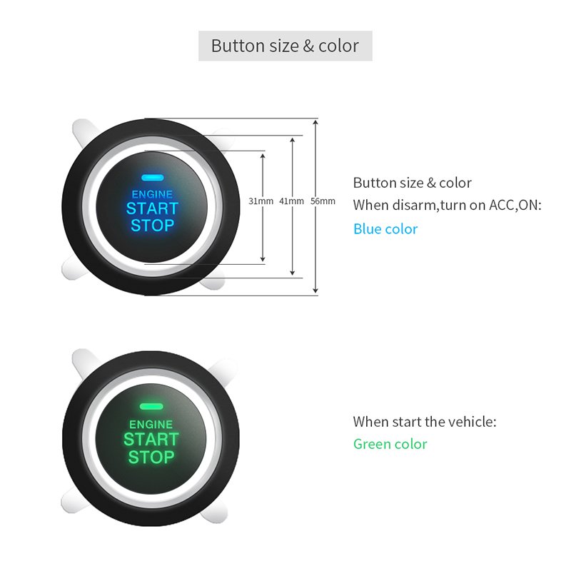 shock warning auto start engine smart pke entry car alarm push start remote starter