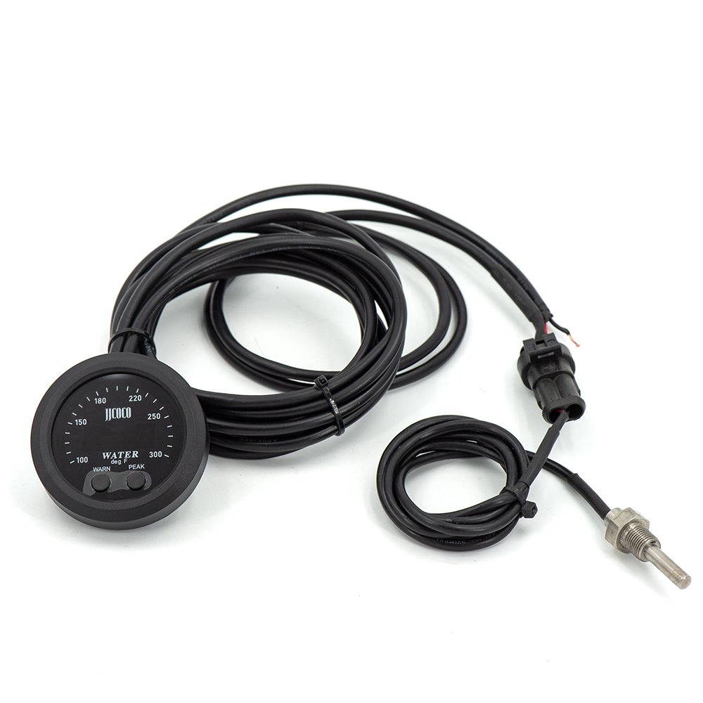 12v/24v Universal 52mm Water Temperature Gauge with 1/8 Npt Sensor Car Digital Meter Red Display Temp 100-300F