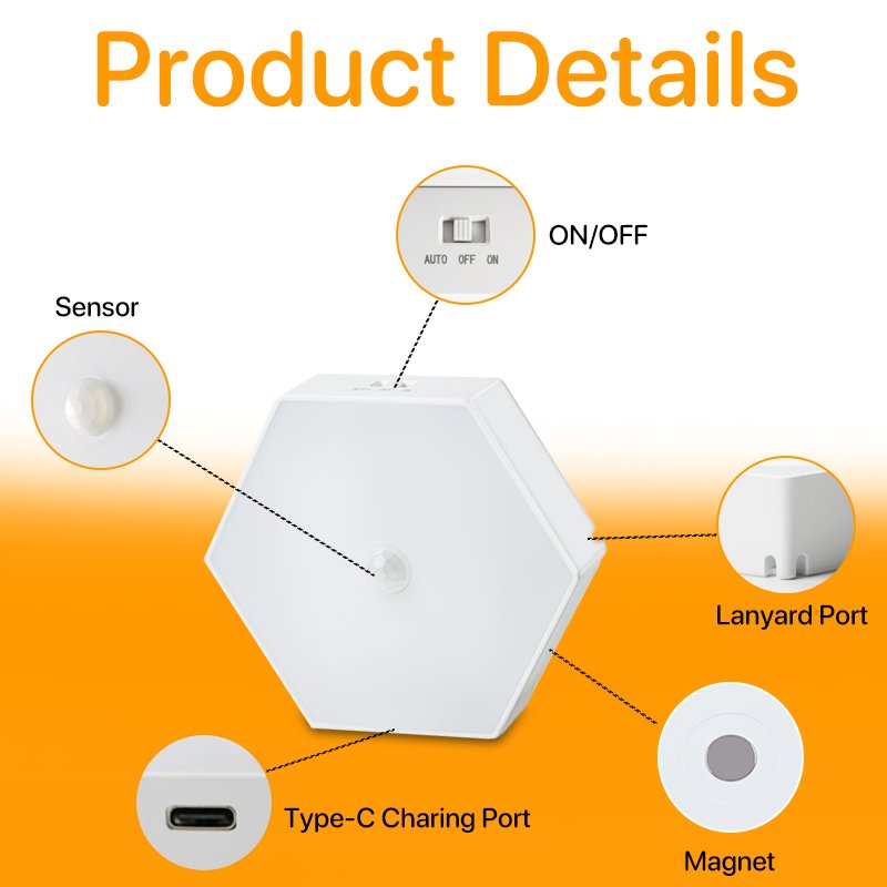 Better than Mr beams Sleep Friendly Battery-Powered Motion-Sensing LED Stick-Anywhere Nightlight with Amber Color Light