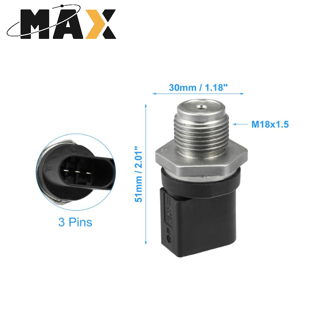 Auto Engine Parts Fuel Rail Pressure Sensor For Toyota Honda VW Nissan Hyundai Kia BMW Mercedes Audi Ford Chevrolet Land Rover