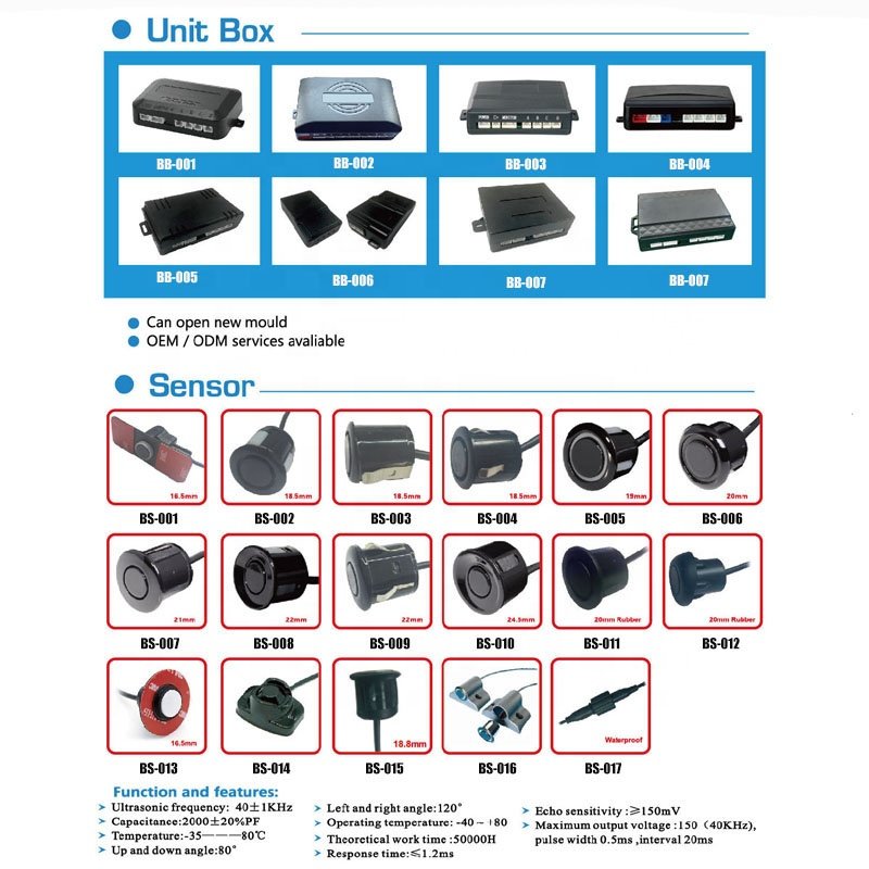 Hot Selling LED Car Reversing Aid Backup Radar System Parking Sensor with 2 4 6 8 Probe BPS-1102