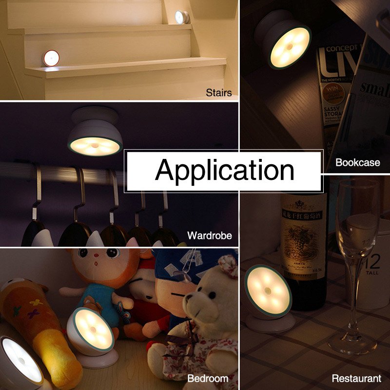 Smart Motion Sensor Night Light Wireless USB Rechargeable Wall Lights For Wardrobe Hallway Bathroom Bedroom Balcony Lighting