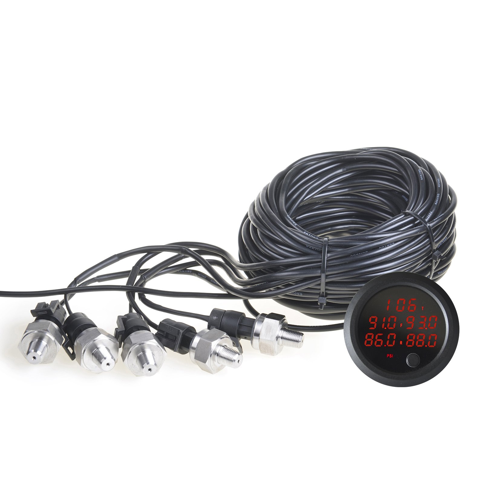 52mm Red LED Display air suspension gauge Electrical Five ways Penta Air Pressure Gauge Electrical Sensor